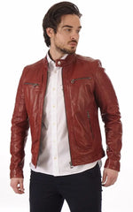 Men Genuine Leather Jacket MJ 23 freeshipping - SkinOutfit