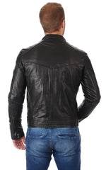 Men Genuine Leather Jacket MJ 28 freeshipping - SkinOutfit