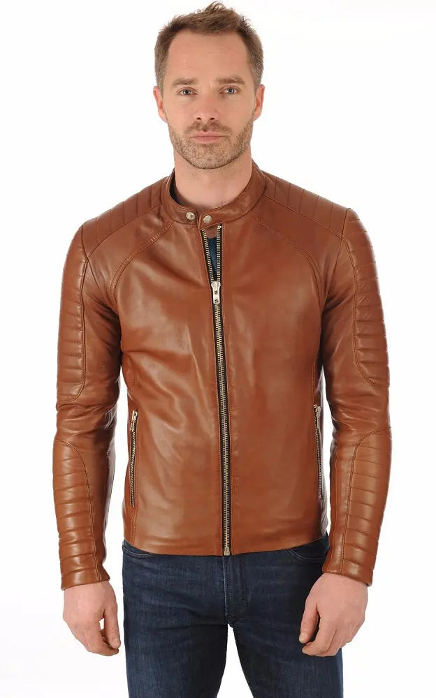 Men Genuine Leather Jacket MJ 40 freeshipping - SkinOutfit