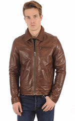 Men Genuine Leather Jacket MJ 52 freeshipping - SkinOutfit