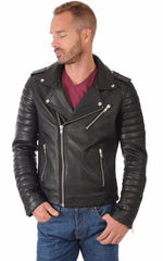 Men Genuine Leather Jacket MJ 53 freeshipping - SkinOutfit