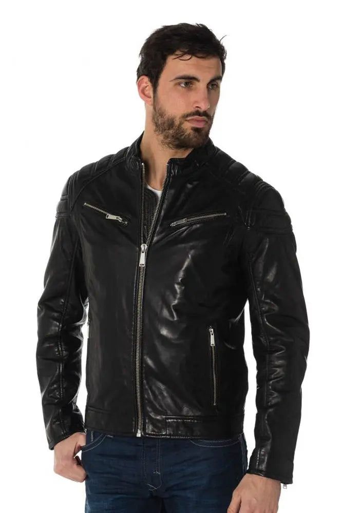 Men Genuine Leather Jacket MJ 56 freeshipping - SkinOutfit