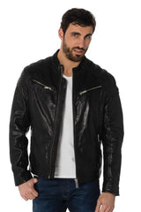 Men Genuine Leather Jacket MJ 56 freeshipping - SkinOutfit