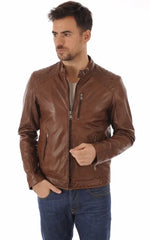 Men Genuine Leather Jacket MJ 57 freeshipping - SkinOutfit