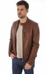 Men Genuine Leather Jacket MJ 57 freeshipping - SkinOutfit