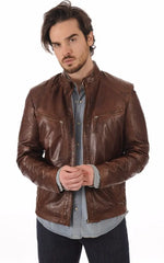 Men Genuine Leather Jacket MJ 60 freeshipping - SkinOutfit