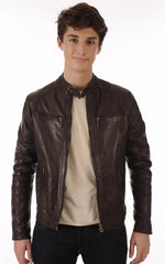 Men Genuine Leather Jacket MJ 81 freeshipping - SkinOutfit