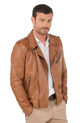 Men Genuine Leather Jacket MJ110 freeshipping - SkinOutfit