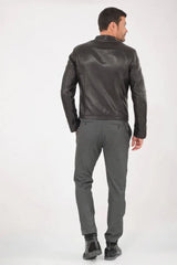 Men Genuine Leather Jacket MJ112 freeshipping - SkinOutfit