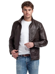 Men Genuine Leather Jacket MJ135 freeshipping - SkinOutfit