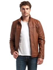 Men Genuine Leather Jacket MJ136 freeshipping - SkinOutfit