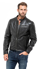 Men Genuine Leather Jacket MJ139 freeshipping - SkinOutfit