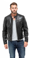 Men Genuine Leather Jacket MJ139 freeshipping - SkinOutfit