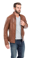 Men Genuine Leather Jacket MJ142 freeshipping - SkinOutfit