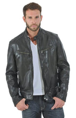 Men Genuine Leather Jacket MJ146 freeshipping - SkinOutfit