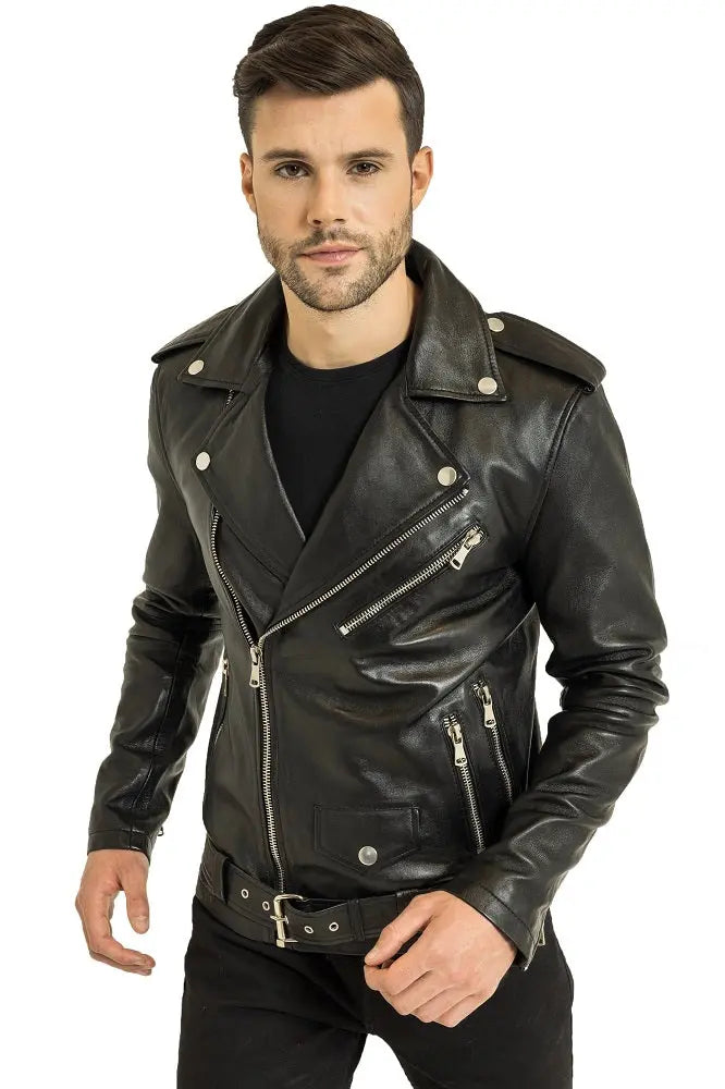 Men Genuine Leather Jacket MJ151 freeshipping - SkinOutfit