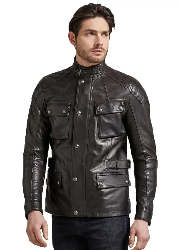 Men Genuine Turner Leather Jacket 03 freeshipping - SkinOutfit