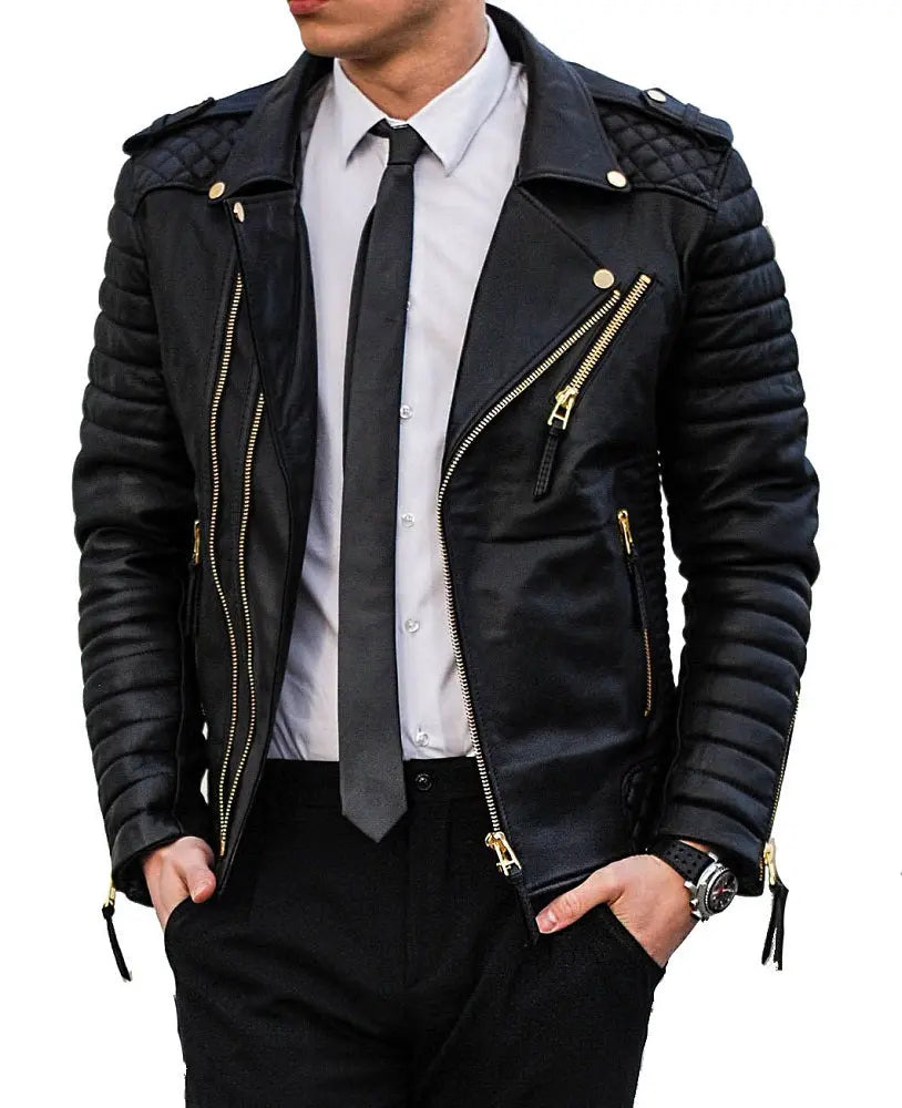 Men Lambskin Genuine Leather Jacket MJ 01 freeshipping - SkinOutfit