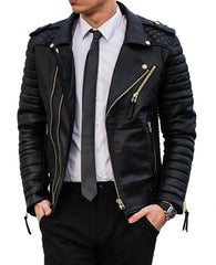 Men Lambskin Genuine Leather Jacket MJ 01 freeshipping - SkinOutfit