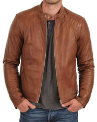 Men Lambskin Genuine Leather Jacket MJ 52 freeshipping - SkinOutfit