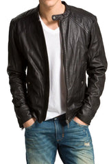 Men Lambskin Genuine Leather Jacket MJ 80 freeshipping - SkinOutfit