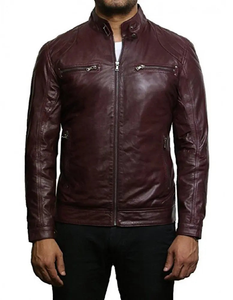 Men Lambskin Genuine Leather Jacket MJ156 freeshipping - SkinOutfit