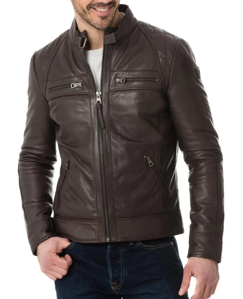 Men Lambskin Genuine Leather Jacket MJ170 freeshipping - SkinOutfit