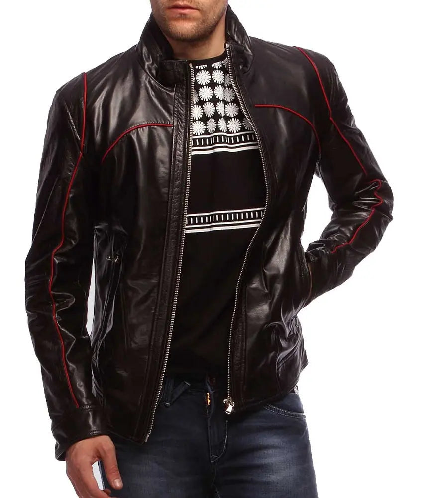 Men Lambskin Genuine Leather Jacket MJ175 freeshipping - SkinOutfit