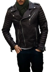 Men Lambskin Genuine Leather Jacket MJ185 freeshipping - SkinOutfit