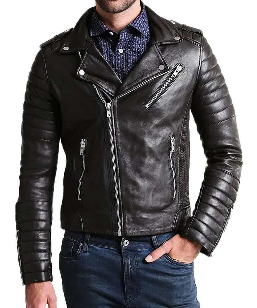 Men Lambskin Genuine Leather Jacket MJ220 freeshipping - SkinOutfit