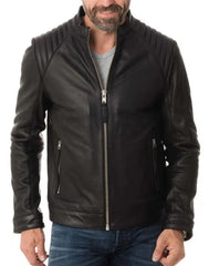 Men Lambskin Genuine Leather Jacket MJ267 freeshipping - SkinOutfit