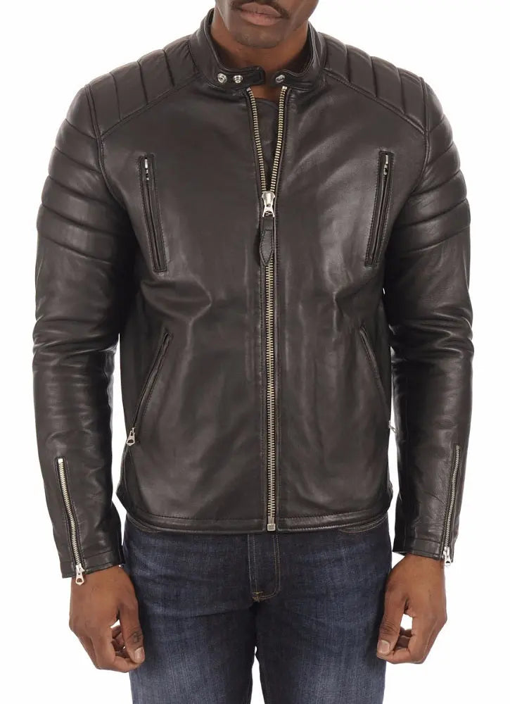 Men Lambskin Genuine Leather Jacket MJ268 freeshipping - SkinOutfit