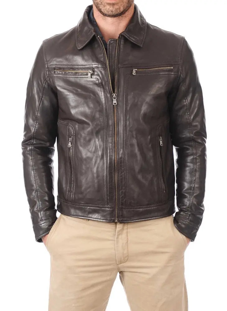 Men Lambskin Genuine Leather Jacket MJ328 freeshipping - SkinOutfit