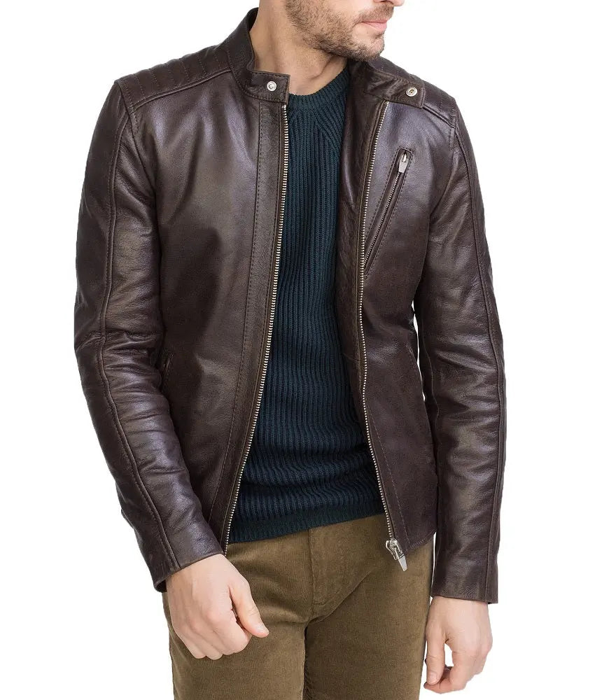 Men Lambskin Genuine Leather Jacket MJ351 freeshipping - SkinOutfit