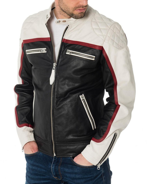 Men Lambskin Genuine Leather Jacket MJ 03 freeshipping - SkinOutfit