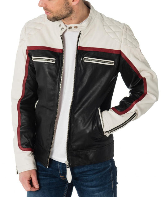 Men Lambskin Genuine Leather Jacket MJ 03 freeshipping - SkinOutfit