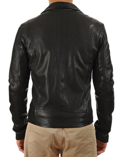 Men Lambskin Genuine Leather Jacket MJ 05 freeshipping - SkinOutfit