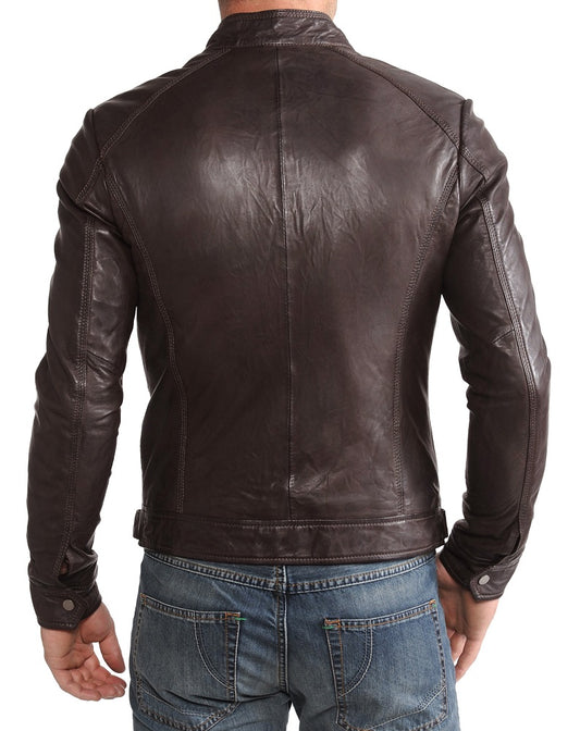 Men Lambskin Genuine Leather Jacket MJ 09 freeshipping - SkinOutfit