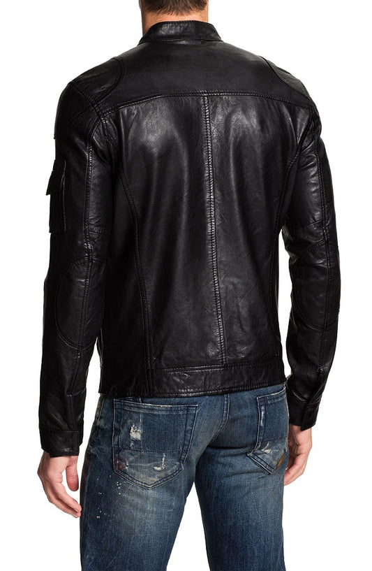 Men Lambskin Genuine Leather Jacket MJ104 freeshipping - SkinOutfit