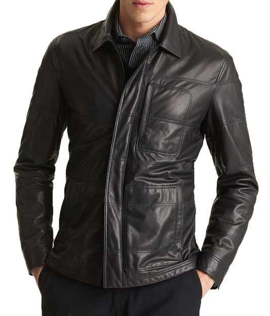 Men Lambskin Genuine Leather Jacket MJ111 freeshipping - SkinOutfit