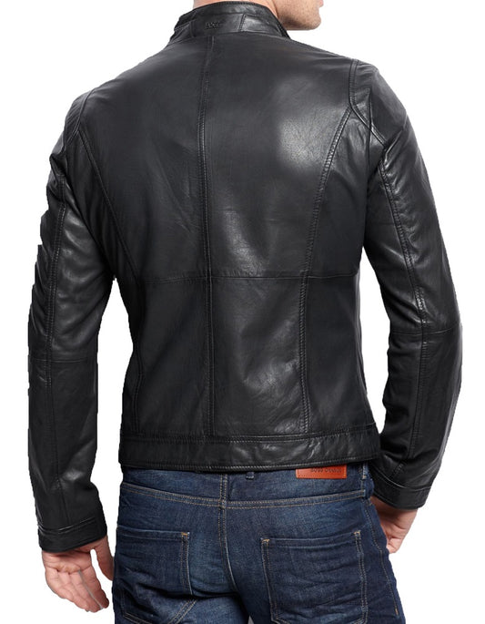 Men Lambskin Genuine Leather Jacket MJ113 SkinOutfit