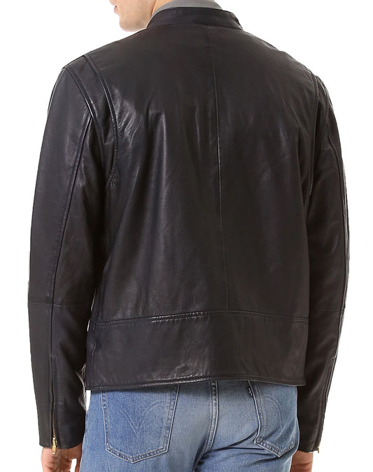 Men Lambskin Genuine Leather Jacket MJ116 freeshipping - SkinOutfit