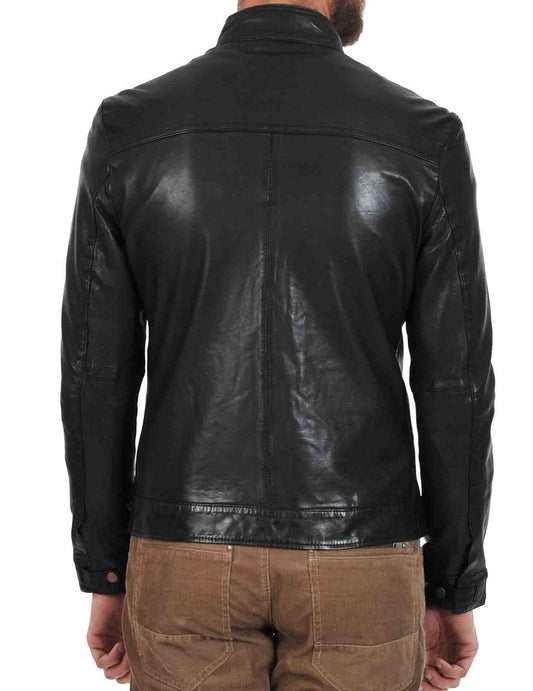 Men Lambskin Genuine Leather Jacket MJ119 freeshipping - SkinOutfit