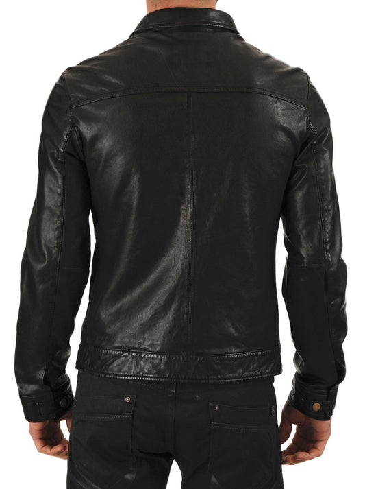 Men Lambskin Genuine Leather Jacket MJ 11 freeshipping - SkinOutfit