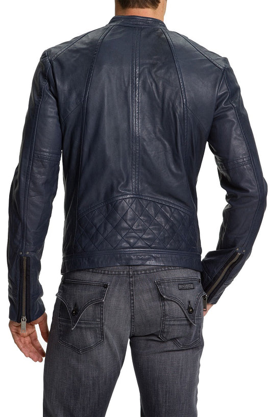 Men Lambskin Genuine Leather Jacket MJ120 freeshipping - SkinOutfit