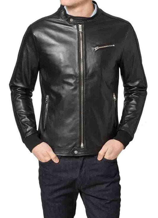 Men Lambskin Genuine Leather Jacket MJ121 freeshipping - SkinOutfit