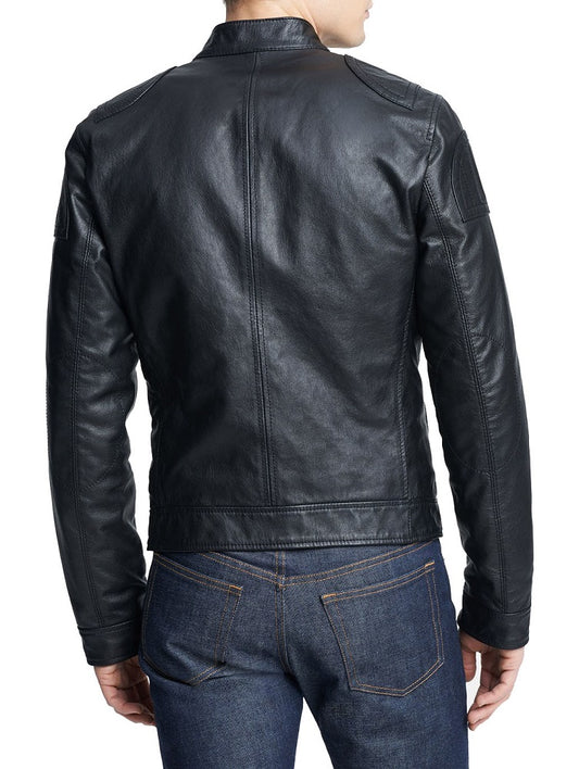 Men Lambskin Genuine Leather Jacket MJ123 freeshipping - SkinOutfit