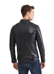 Men Genuine Leather Jacket MJ126 freeshipping - SkinOutfit