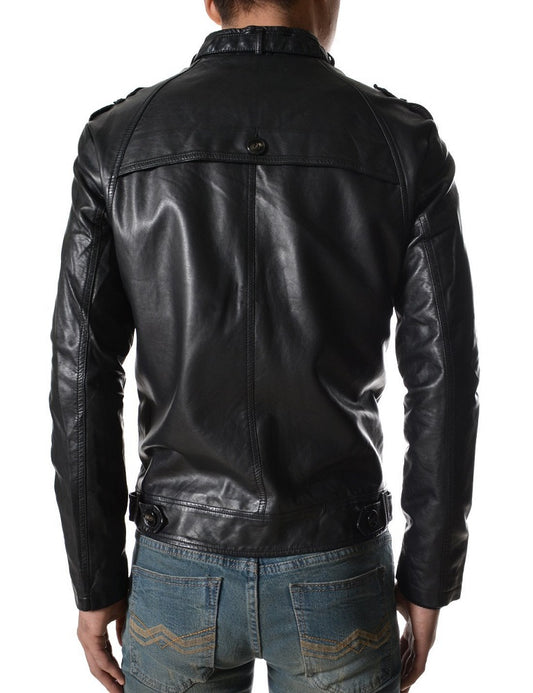 Men Lambskin Genuine Leather Jacket MJ128 freeshipping - SkinOutfit