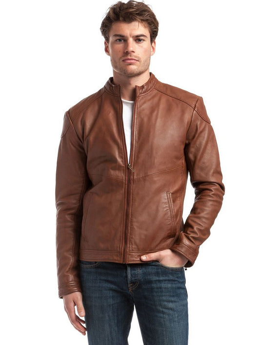 Men Genuine Leather Jacket MJ133 freeshipping - SkinOutfit